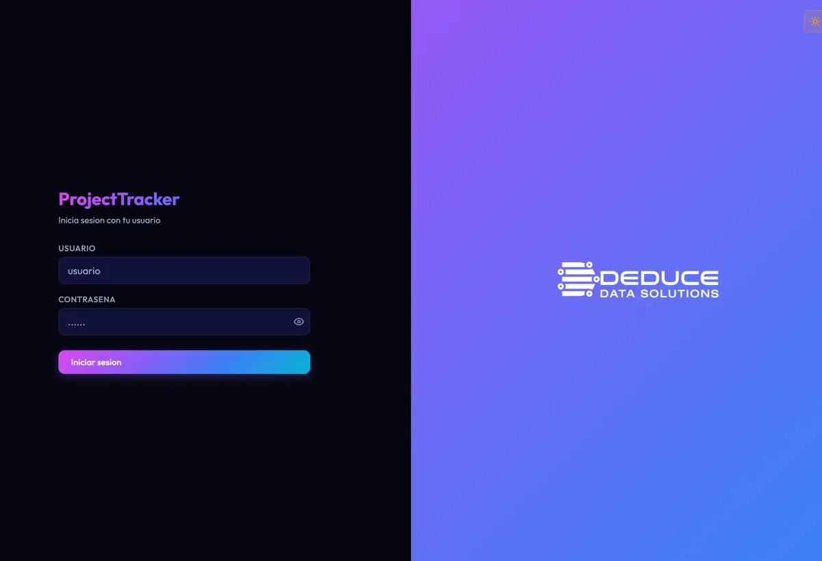 Captura de acceso a DDS Project Tracker