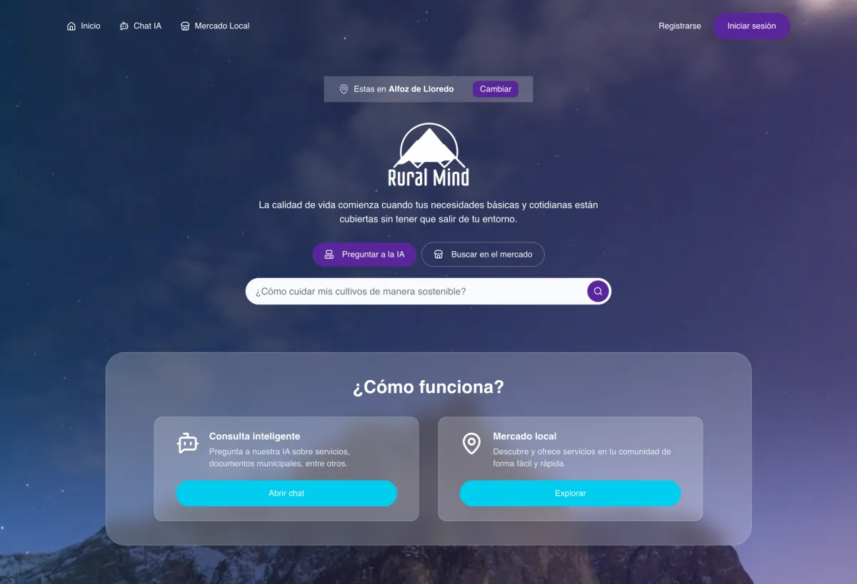 Captura de la plataforma RuralMind